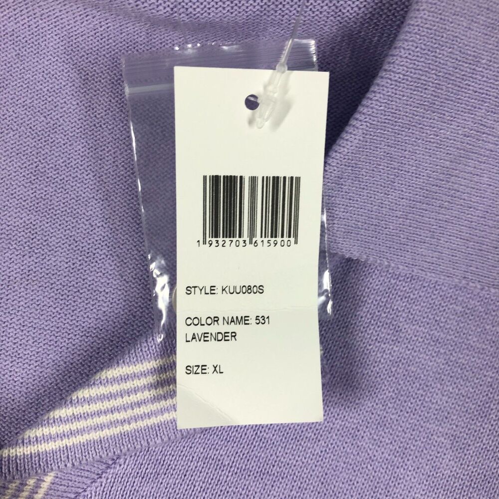 Paul Fredrick Knit Polo Shirt Mens Lavender Purple Size XL Button Front NEW - Picture 3 of 9